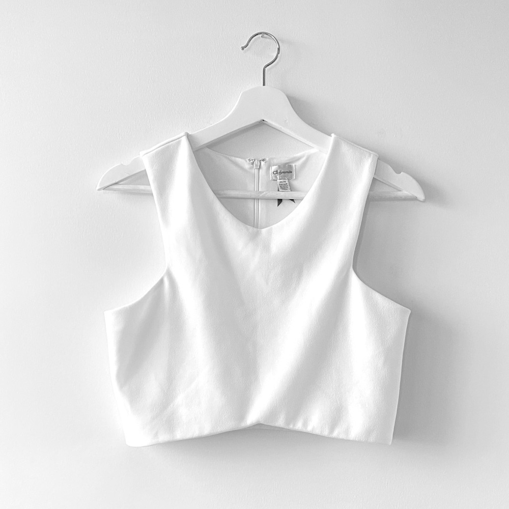 Dynamite white crepe crop top